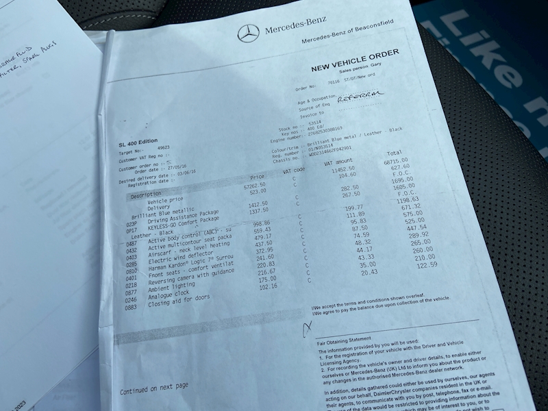 Mercedes-Benz 3.0 SL400 V6 Edition Roadster 2dr Petrol G-Tronic+ Euro 6 (s/s) (367 ps)