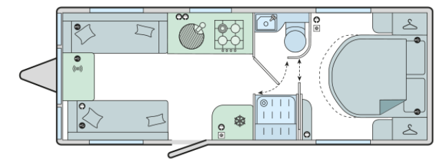 Bailey Unicorn Deluxe Cabrera 2026 Caravan Floorplan