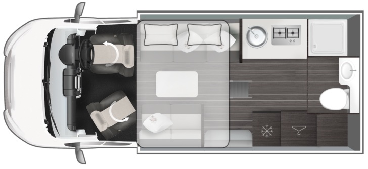 Rollerteam Kronos Compact 590 2026 Motorhome Floorplan