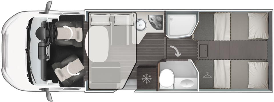 Rollerteam Zefiro 685 2026 Motorhome Floorplan
