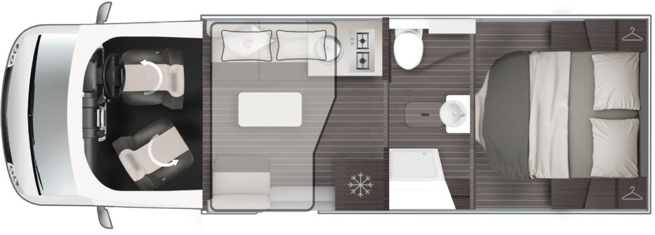 Rollerteam T-Line 740 2026 Motorhome Floorplan