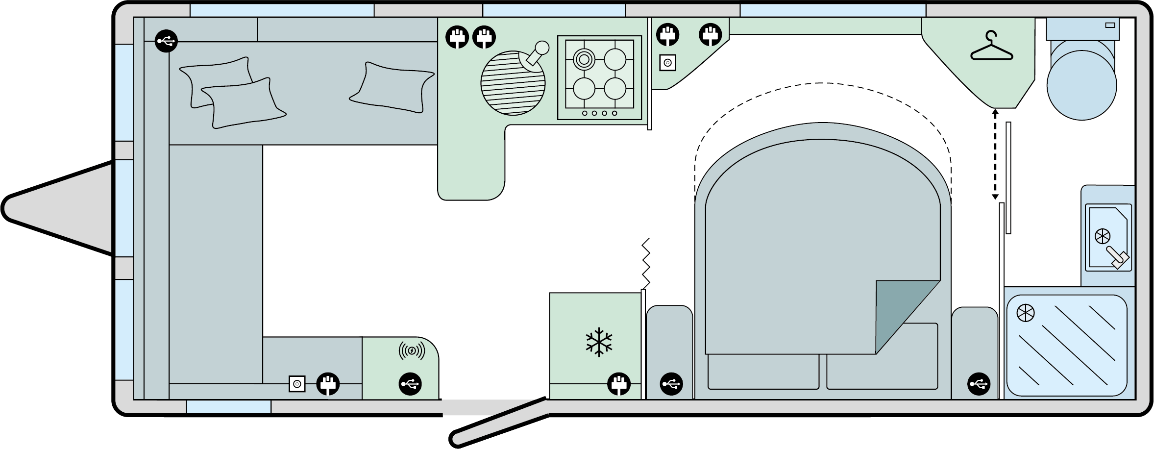 Bailey Pegasus SE Brindisi 2023 Caravan Floorplan