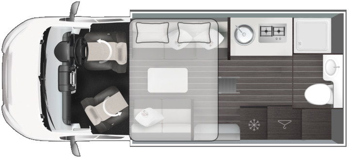 Rollerteam Kronos Compact 590 2025 Motorhome Floorplan