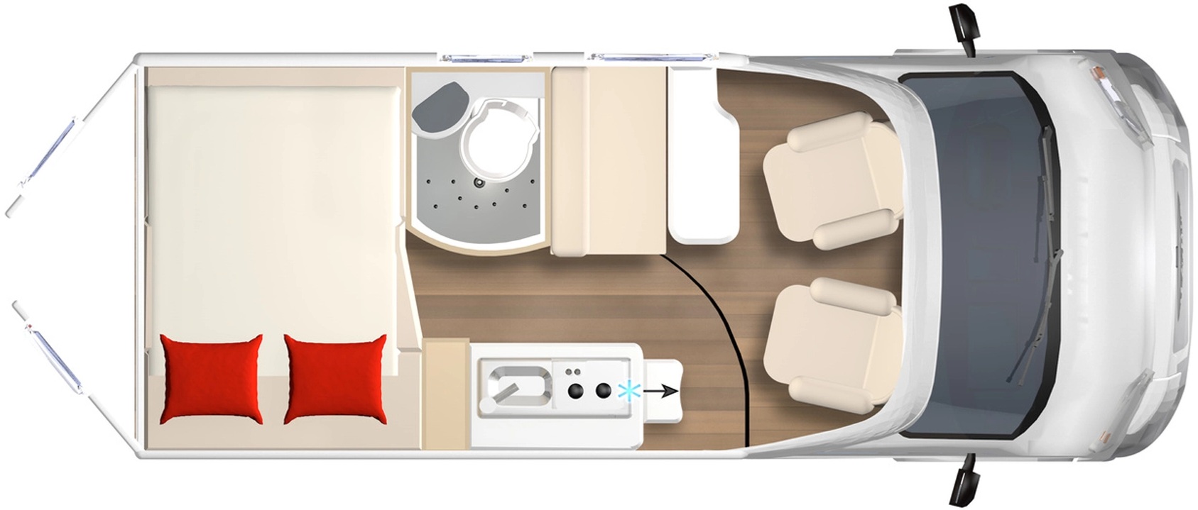 Burstner Campeo Skyline 540 2025 Campervan Floorplan