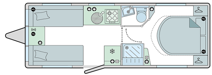 Bailey Phoenix Black Edition 640 2026 Caravan Floorplan