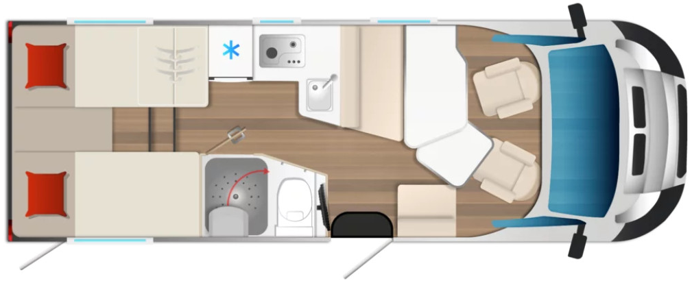 Burstner Campeo TD 690G  Motorhome Floorplan