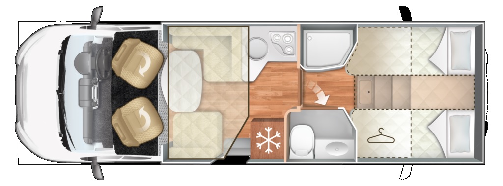 Rollerteam Zefiro 685 2025 Motorhome Floorplan