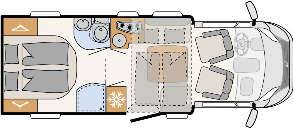 Dethleff Trend T 6757 DBL 2022 Motorhome Floorplan