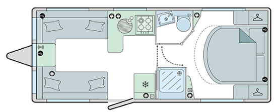 Bailey Pegasus Grande Black Edition Portofino 2026 Caravan Floorplan