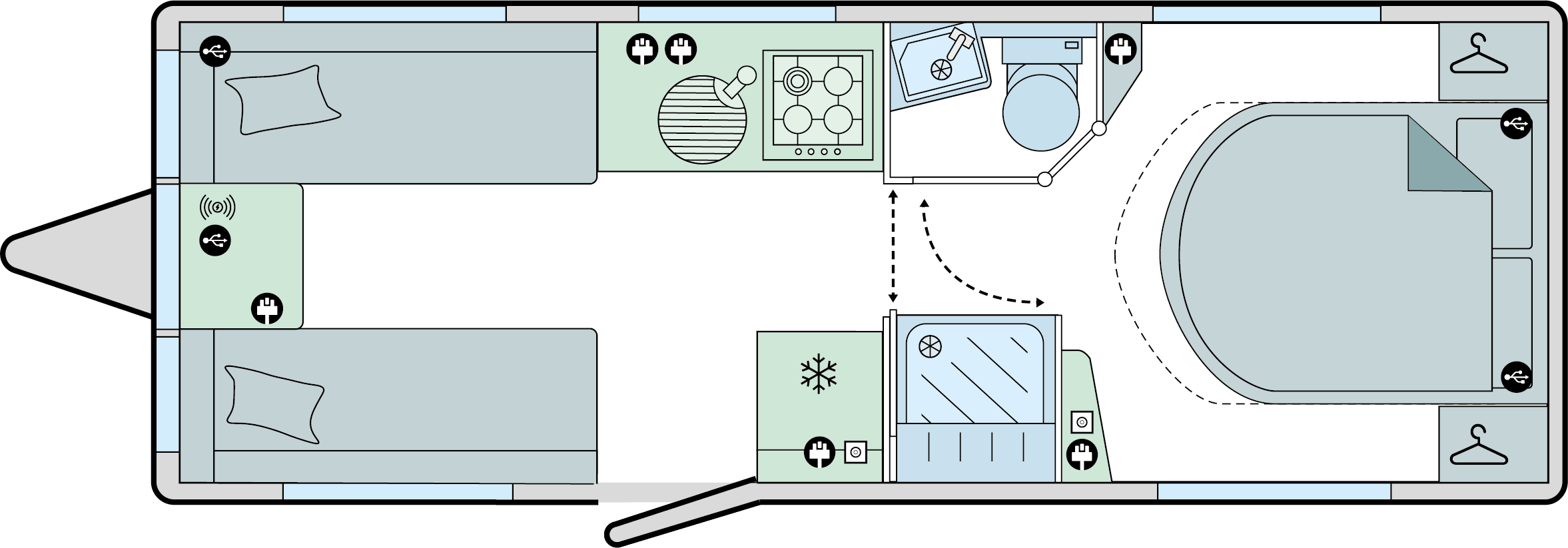 Bailey Phoenix GT75 640 2025 Caravan Floorplan
