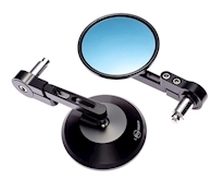BLACK ROUND CNC BAR END MIRRORS Image 1
