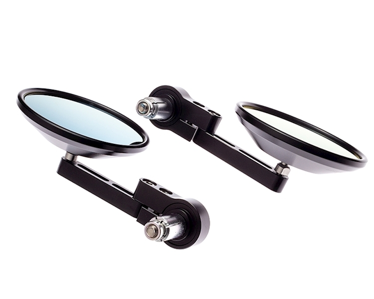 BLACK ROUND CNC BAR END MIRRORS Image 2