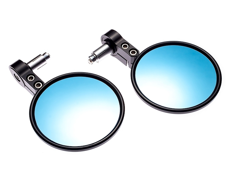 BLACK ROUND CNC BAR END MIRRORS Image 3