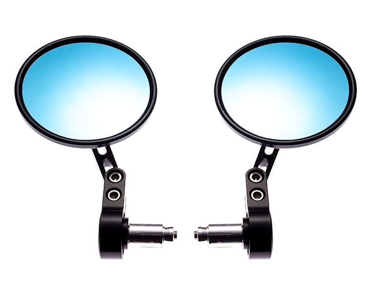 BLACK ROUND CNC BAR END MIRRORS Image 4