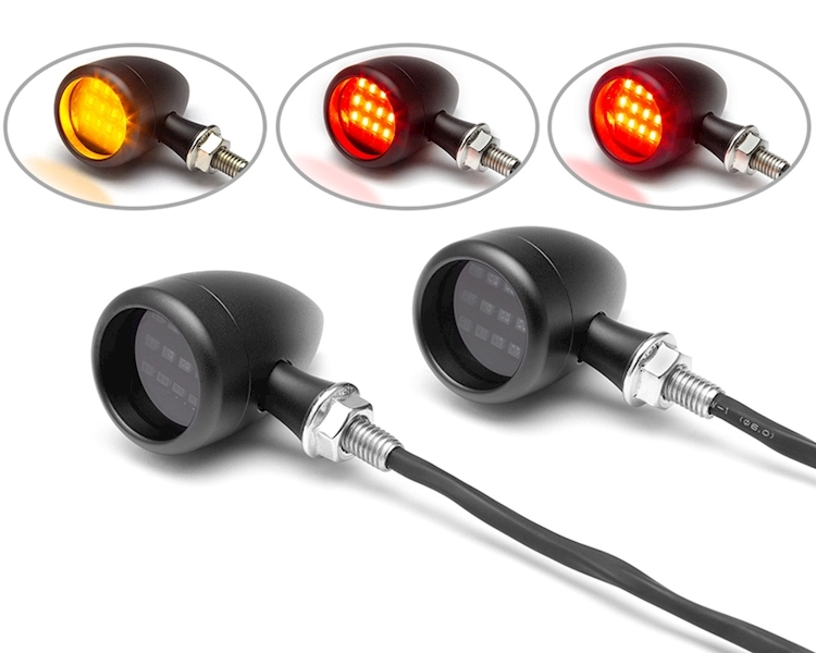 L.E.D TURN SIGNALS / BRAKE LIGHT INTEGRATED BLACK INDICATORS Image 1