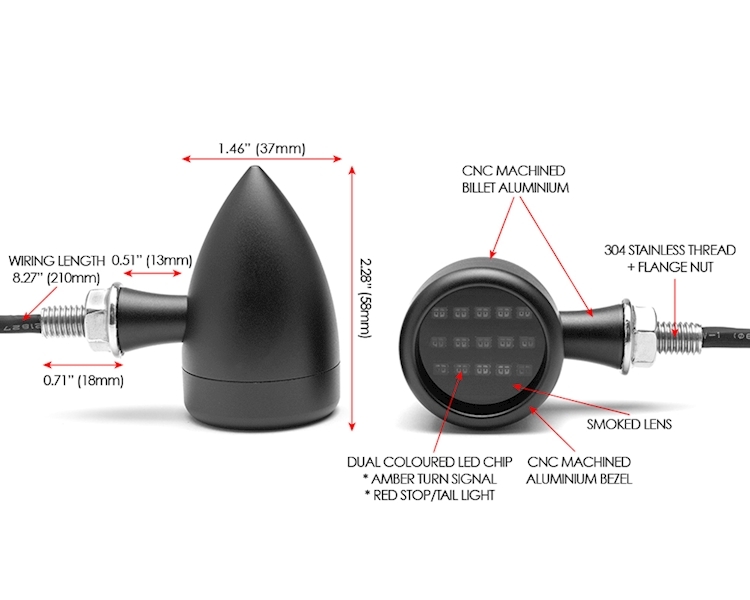 L.E.D TURN SIGNALS / BRAKE LIGHT INTEGRATED BLACK INDICATORS Image 2