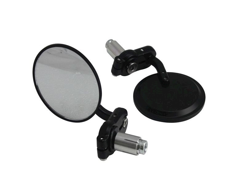 BLACK ROUND BAR END MIRRORS Image 1