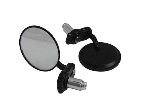 BLACK ROUND BAR END MIRRORS