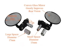 BLACK ROUND BAR END MIRRORS Image 2