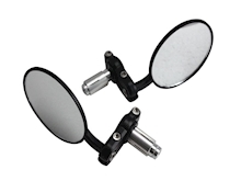 BLACK ROUND BAR END MIRRORS Image 3