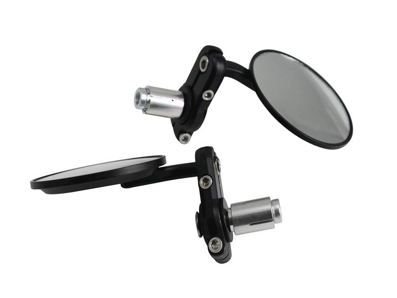 BLACK ROUND BAR END MIRRORS Image 4