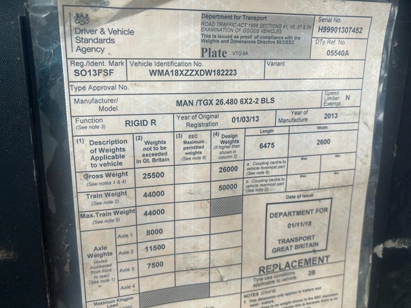 MAN TGX 26 480 Rear Lift Tractor Unit