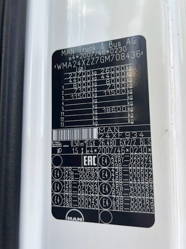 MAN TGX 26 480 6x2 Tractor Unit