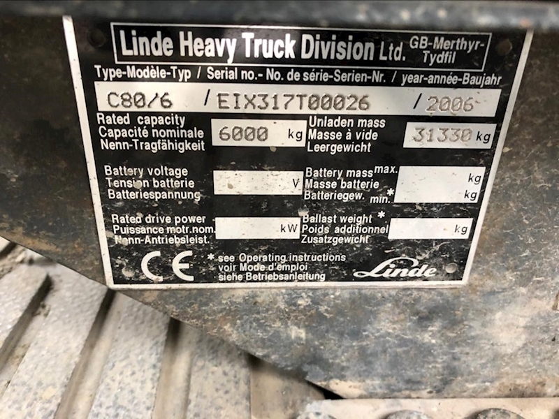 Linde C80/6 Container Handler Forklift