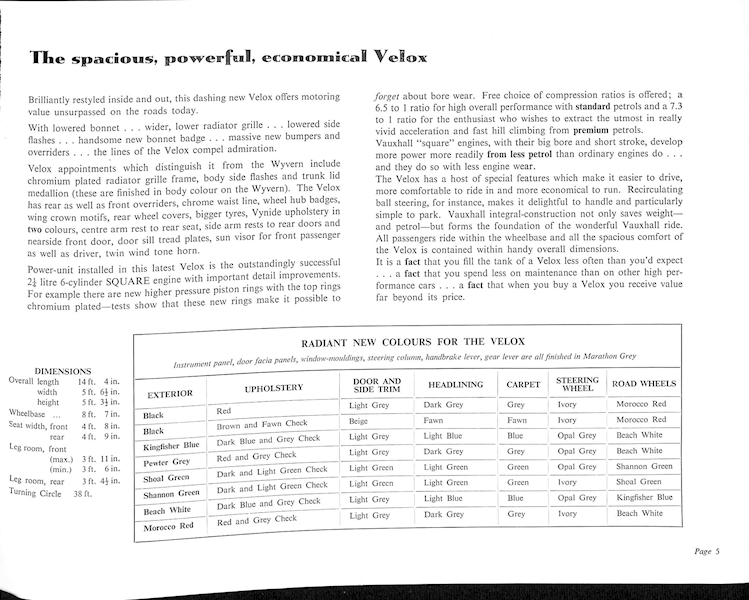 Vauxhall Wyvern, Velox & Cresta Car Sales Brochure, #V1008 1954 Image 5