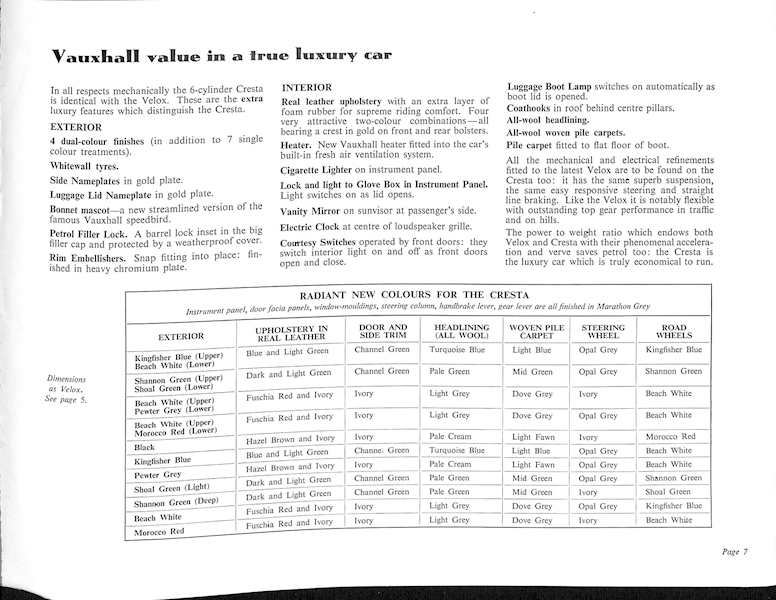 Vauxhall Wyvern, Velox & Cresta Car Sales Brochure, #V1008 1954 Image 7