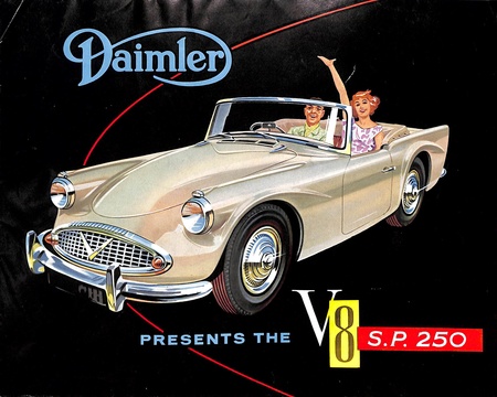 Daimler V8 SP250 Sports Foldout Brochure, #D59 1959