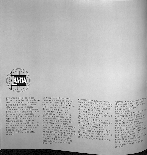 Lancia Fulvia Coupe Series 2 Car Sales Brochure #8799385 1972/73 Image 2
